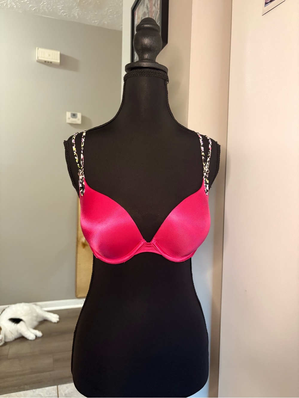Hot Pink T-Shirt Bra with Printed Straps